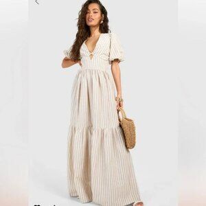 Boohoo Stripe Tiered Maxi Dress